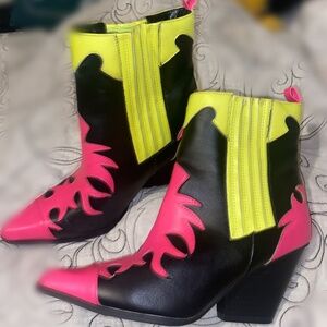 Neon Cowboy Cowgirl booties ankle boots